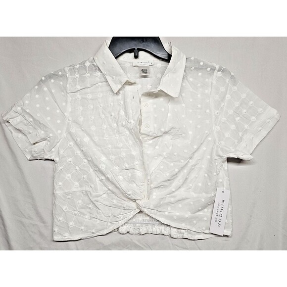 Kirious Tops - Kirious white crop Semi Sheer Blouse Size L